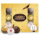 Ferrero Collection, Premium Assorted Hazelnut Milk Chocolate, Dark, Coconut, Holiday Gift Box, 12 Count, 4.6 oz