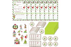 Nsxc Letters To Santa, 8 Sets - 5x 7”Fill in The Blank Cards with Envelopes/Stickers/Seals/Address Labels, for Christmas Wish List for Kids