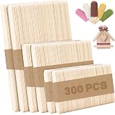 300PCS Popsicle Sticks for Craft, 3 Sizes 2.5",4.5",6" Natural Wooden Stick | Wooden Sticks for Ice Cream, Waxing Hair Removal and Stirring, Craft Sticks for Classroom Art DIY Paint, Tongue Depressors