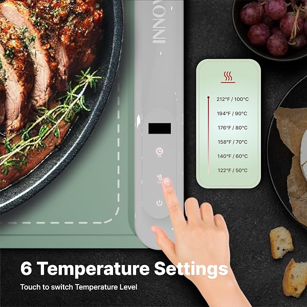 [LATEST] GRAPHENE ELECTRIC FOOD WARMING MAT – 6 TEMPERATURE SETTINGS, HIGH HEAT, PORTABLE SILICONE HEATING MAT. TABLETOP FOOD WARMER FOR THANKSGIVING, POTLUCKS & BUFFETS. (PISTACHIO GREEN, LARGE)
