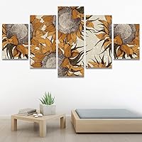 SIGNWIN 5 Panel Canvas Wall Art Modern Art Bouquet Colorful Decorative Elements Floral Multicolor Photography for Home Decorations Ready to Hang - 60