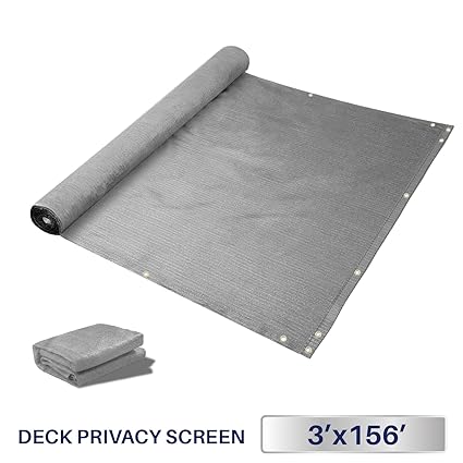 3 x 156, Solid Grey: Windscreen4less Deck Privacy Screen for Backyard, Patio, Balcony, Pool, Porch, Railiing, Gardening, Fence Shield Rails Protection Gr