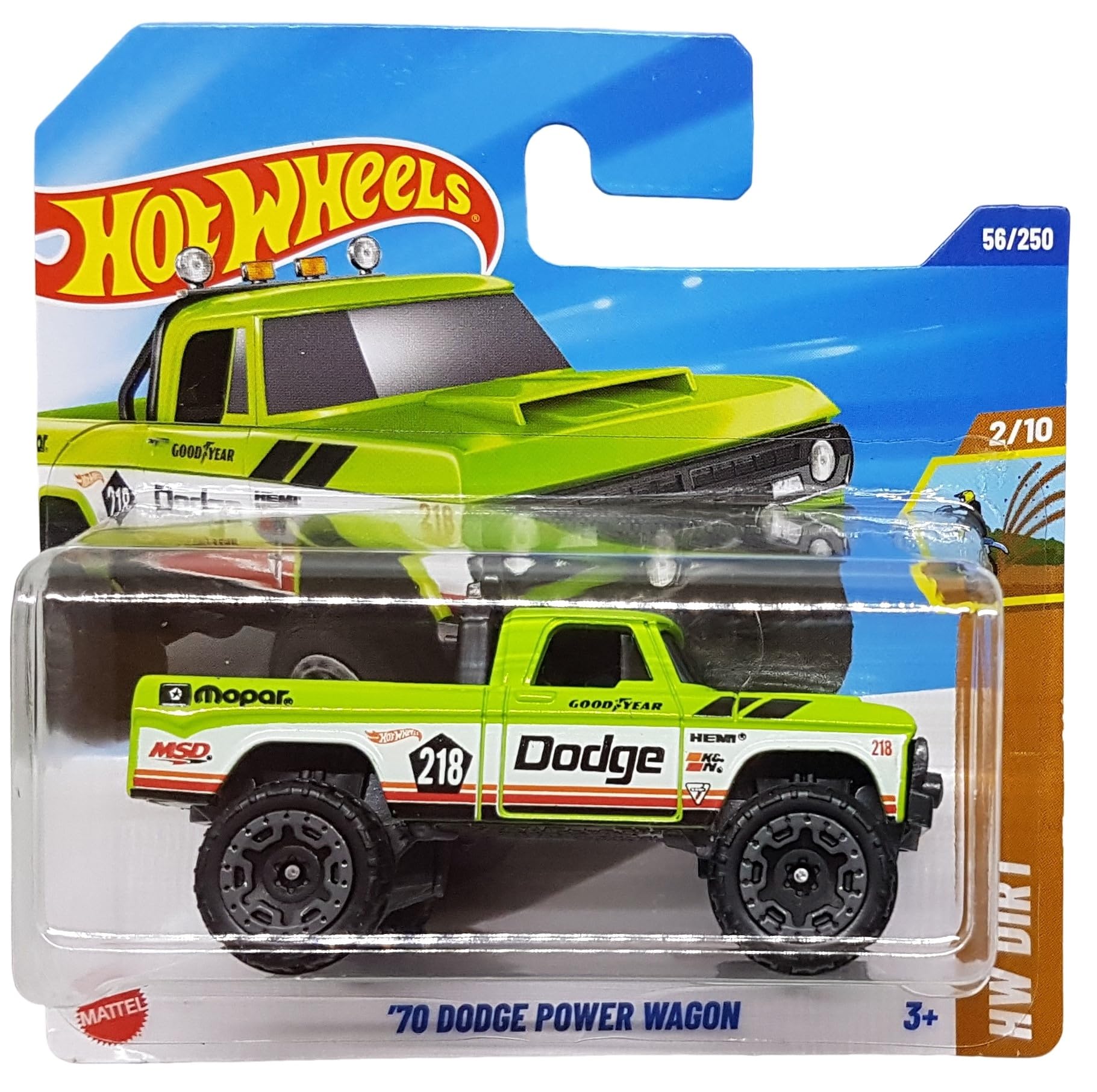 Hot Wheels - '70 Dodge Power Wagon - HW Dirt 2/10 - HYX26 - Short Card - Pickup Truck - Mopar - Good Year - Koni - HEMI - Mattel 2025-1:64
