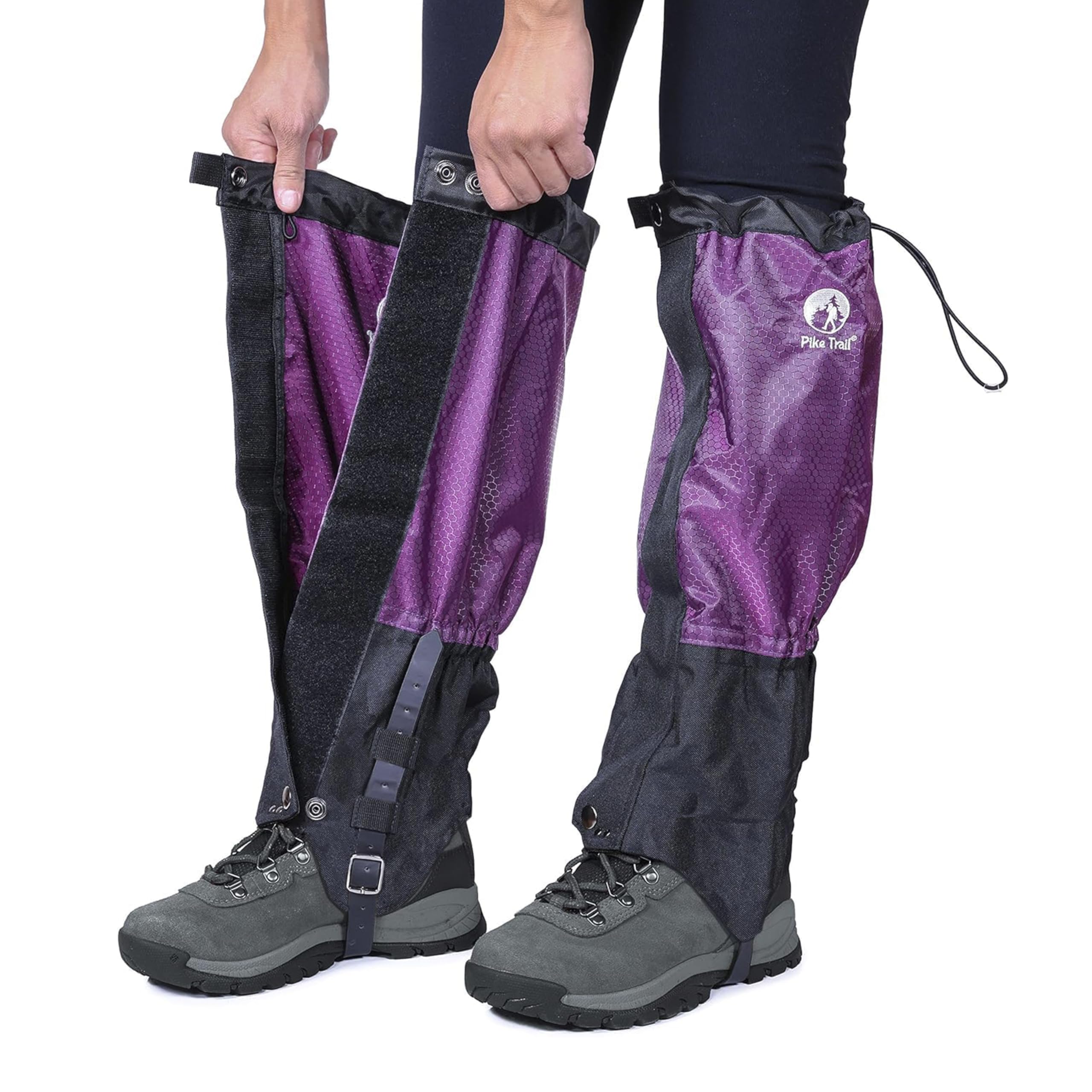 Pike Trail Leg Gaiters – Waterproof and Adjustable Snow Boot Gaiters with Customized Fit Technology for Hiking, Walking, Hunting, Mountain Climbing and Snowshoeing (Lavender Escape)