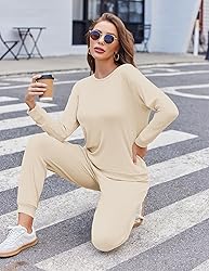Ekouaer Womens Ribbed Knit Pajama Sets 2 Piece