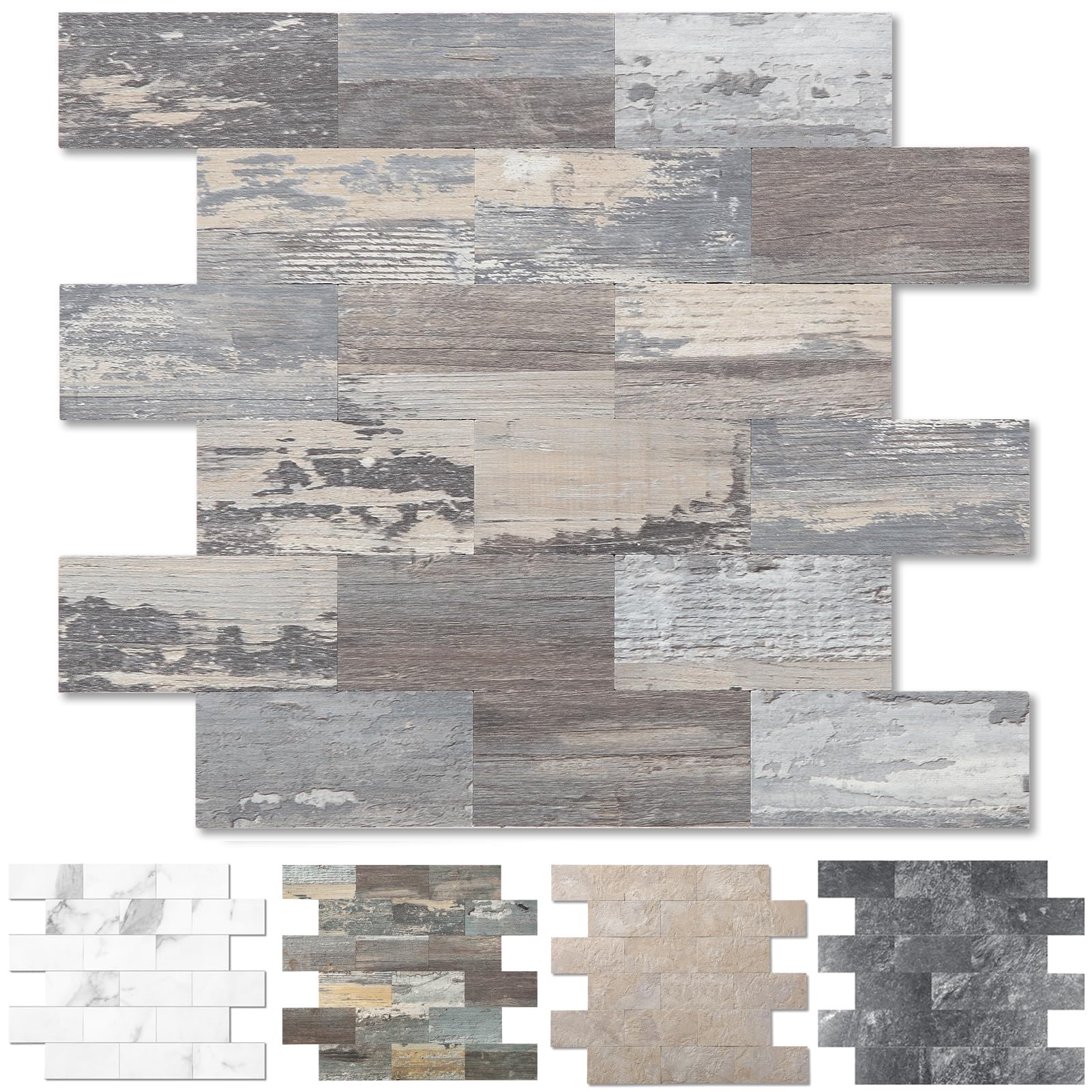 Photo 1 of 1-Pack Peel and Stick Tile Backsplash 12"X12" PVC Wall Tiles, Stick on Backsplash for Kitchen, Bathroom Tile, Fireplace Décor, Laundry Table, Stair Decals in Light Rustic