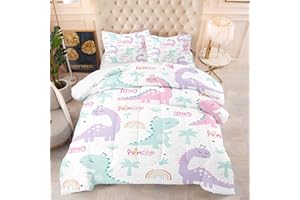 NINENINE Twin Bedding Sets for Girls Dinosaur Comforter Set Princess Bedding Toddler Comforter Sets for Kids Cute Bed Sets with 1 Comforter 1 Pillowcase