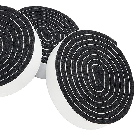 Adsamm® | 3 x selbstklebende Filzbänder zum Zuschneiden | 19x1000 mm | Schwarz | Rolle | 3.5 mm starker selbstklebender Filzz