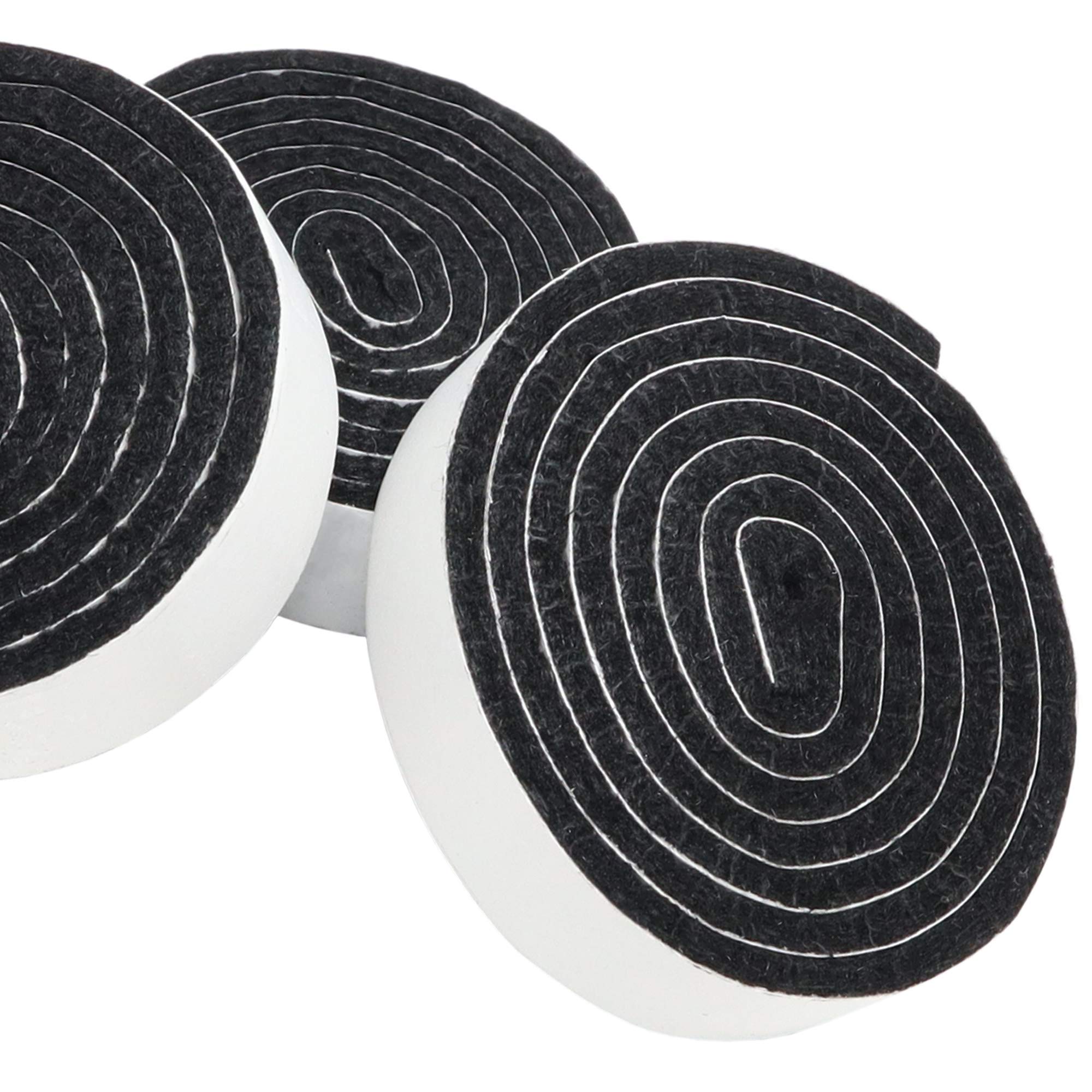 Adsamm® / 3 x self-adhesive Felt Strips/Black / 0.75x39.37'' (19x1000 mm) / rectangular / 0.138'' / 3.5 mm thick stick-on furniture felt glides/Furniture & Chair Glides