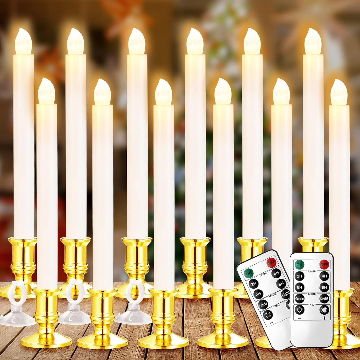 Lighting - YAUNGEL Window Candles, 12 Pack LED Battery Operated Christmas Candles for Windows with Remote Timer Electric Candle Lights with Removable Candle Holders Suction Cups for Christmas Decorations