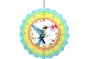 WACLSTDAY Metal Wind Spinners Hummingbird Gifts for Women Mom Grandma Wife, Hanging Wind Spinner for Outdoor & Indoor Decorations, 12 inch Wind Spinner for Ornament Yard Garden