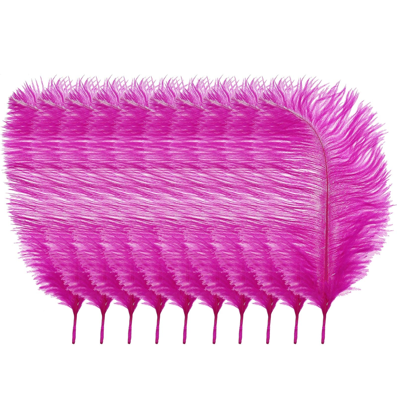 OTOTEC 10pcs Hot Pink Fluffy Ostrich Feathers, 10"-12" Long for Arts Crafts DIY