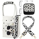 Toykee Bag Strap Crossbody Charms for Bogg Bag Accessories - Shoulder Strap Neoprene Luggage Handle Wrap for Suitcases & 2 Key Holders Black Leopard