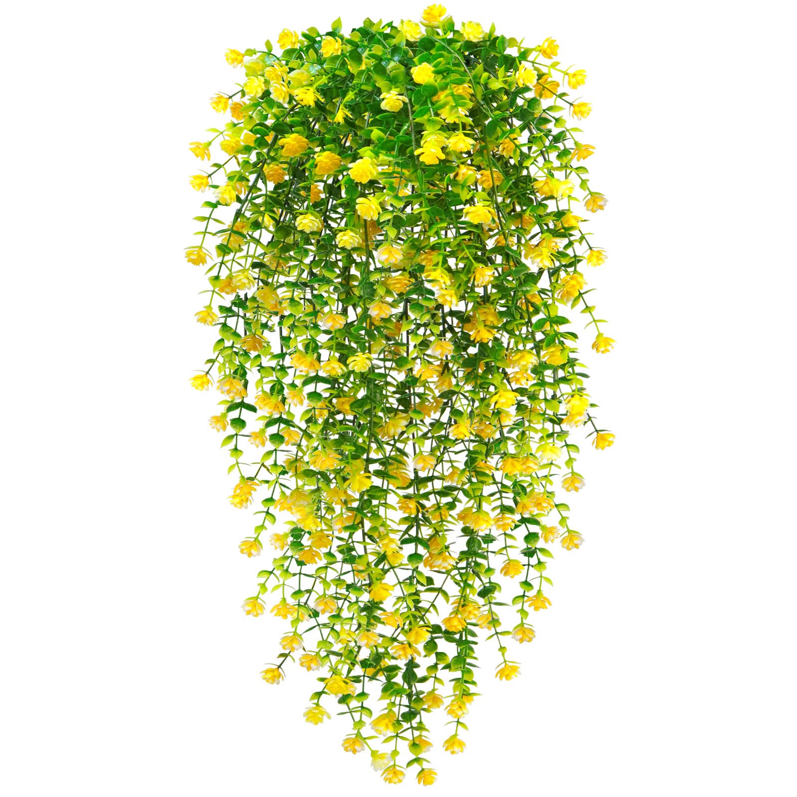 Yueshop 2PCS UV-Resistant Artificial Hanging Flowers Bouquet for Indoor Outdoor Wall Garden Wedding Home Decor (Yellow)