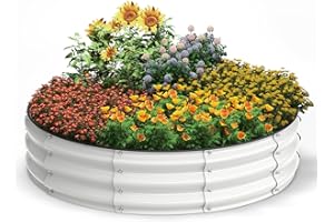 Pattiumo Galvanized Raised Garden Bed, 4x4x1 FT Raised Garden Bed for Gardening, Large Metal Planter Box for Vegetables Flower Herb(Pearl White)