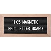 G GAMIT Small Magnetic Felt Letter Board 11x5Inch with Changeable Letters and Numbers, Message board Letter Sign Board in Wood Frame for Anoucement&amp;Notification(Black)