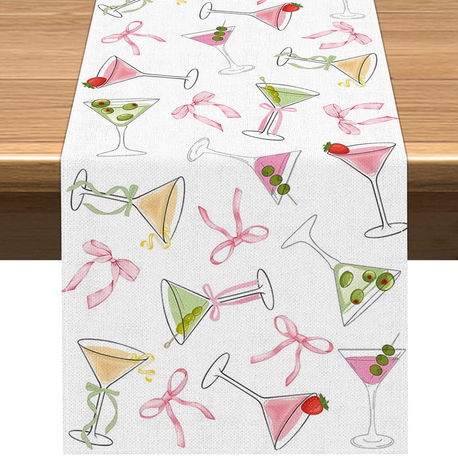 Photo 1 of Vohado Martini Table Runner A Tini Bit Older Birthday Party Decoration Bow Bachelorette Bridal Shower Home Island Decor (13" x 72")