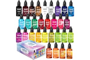 Piccassio Airbrush Paint Set, 30 Water-Based, Quick-Drying Colors for Artists & Beginners, Ideal for Wood, Ceramic, Paper, Plaster, Canvas, Plastic