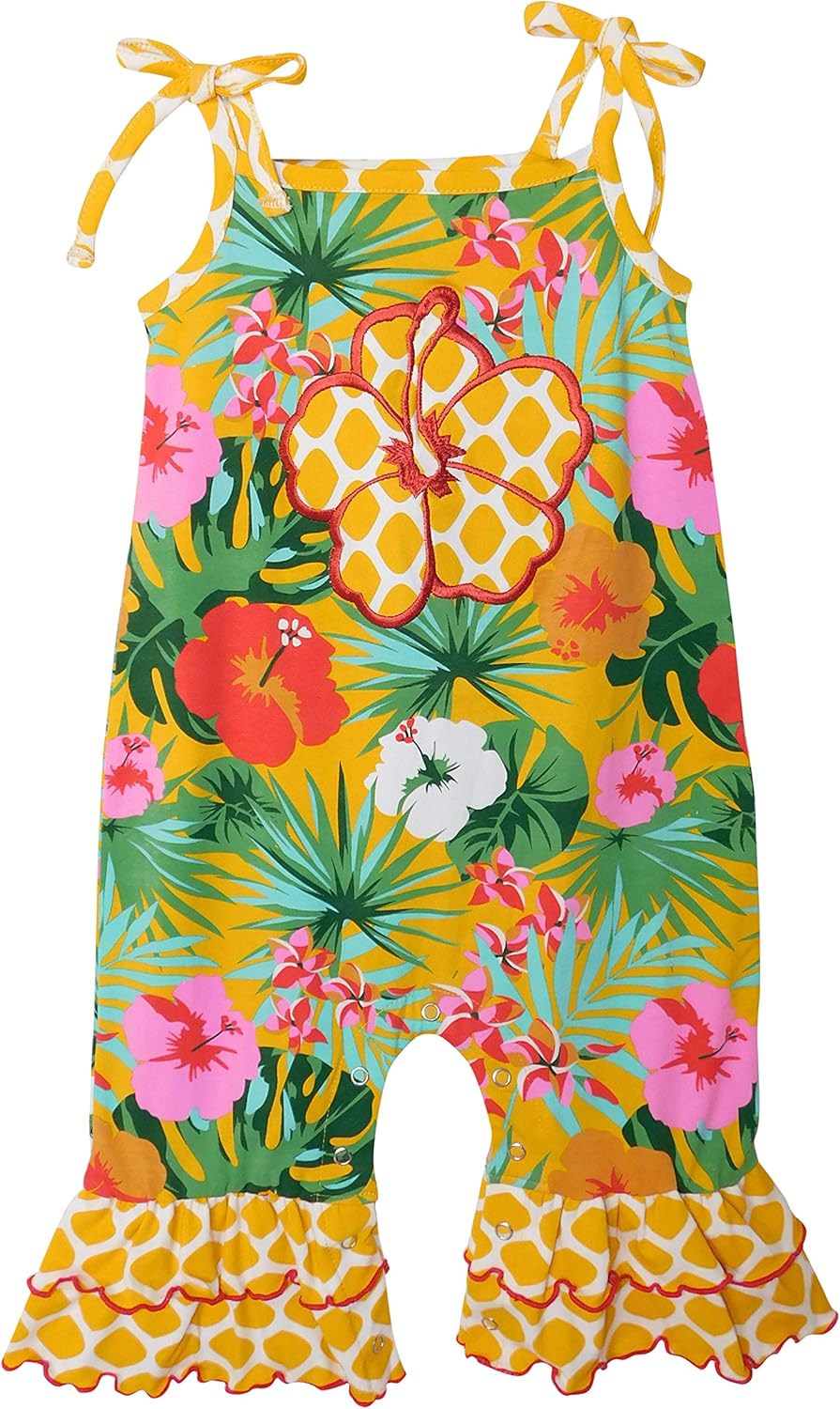 AnnLoren Hawaiian Hibiscus Floral Baby Girls' Romper