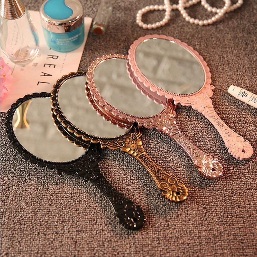 WikiMiu Hand Mirror Makeup Mirror, Retro Vintage Flower Pattern Handle, Gift for Women and Girls - Image 4