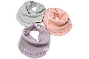 Kishu Baby Indi GOTS Organic Infinity Scarf Bib Set - 4-Way Reversible, 8 Layer Muslin Drool Bibs