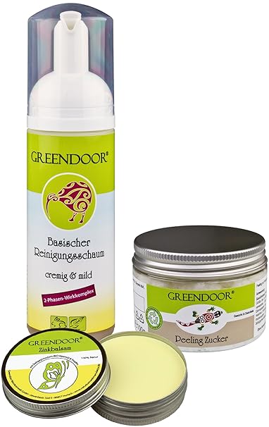 Greendoor Anti-Pickel-Set Complete - Anti Pickel Balsam + basischer Reinigungsschaum + Gesichtspeeling, reduziert Pickel, Nat