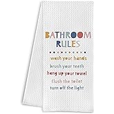 Qpenm Bathroom Rules Decorative Kids Hand Towels, Boho Decor for Toddler Boys Girls, 16x24 Inch