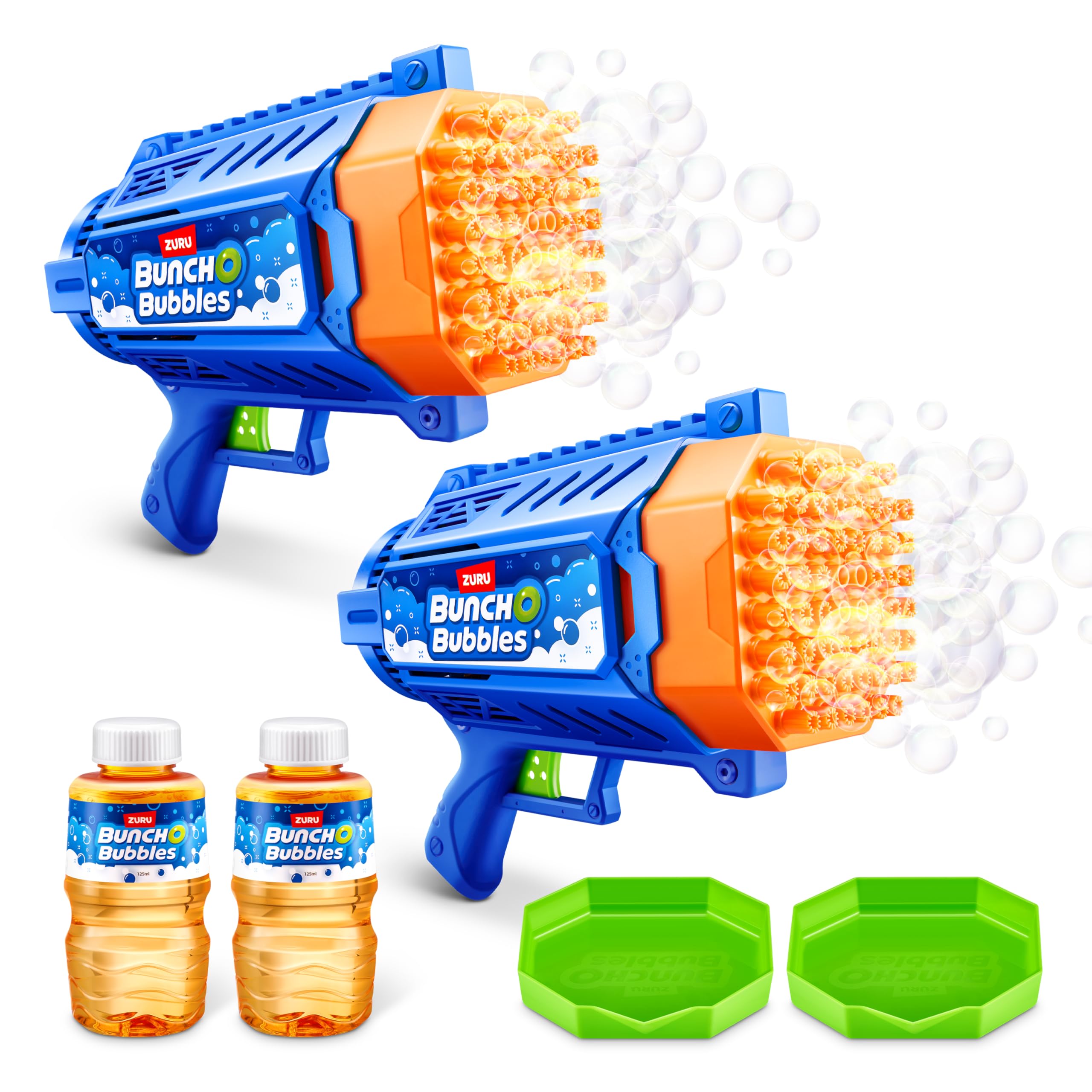 Bunch O Bubbles Medium Motorized Dip Blaster Gun, Automatic Bubble Machine for Kids, Teens and Adults, Perfect for Summer Outdoor Fun or Party (2 Pack)