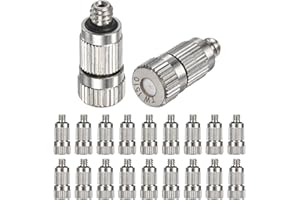 M METERXITY 20-Pack Brass Misting Nozzles, 0.006"/0.15mm Orifice Mister Nozzles Brass, High Pressure Spray Misting Nozzle Head for Outdoor Cooling System/Greenhouse/Landscaping [3/16]
