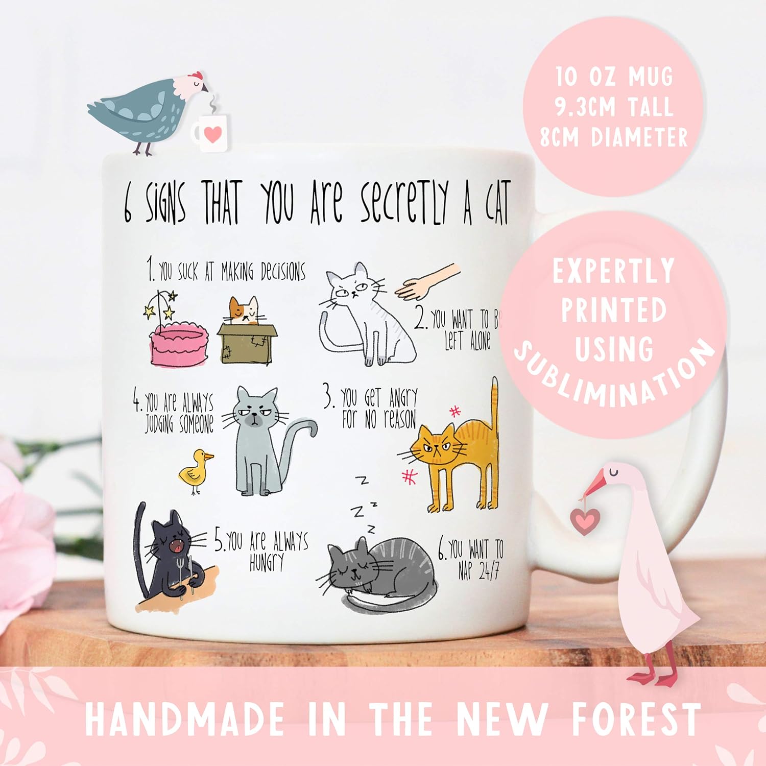 cat Mug for Crazy Cat Lady, White, 10 ounces - Image 3