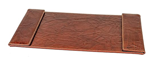 Alpenleder® Schreibtisch-Unterlage'KAUFMANN' A3 | Echtes Büffel-Leder | Desk Pad Braun (Cognac)
