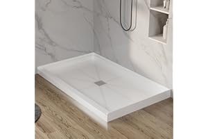 Findepot 60'' L X 30'' W X 4'' H Shower Base For Bathroom, Rectangle SMC Shower Pan In White, Single Threshold Shower Base, Stainless Steel Shower Drain Cover Included