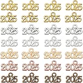 FASHEWELRY 140pcs Tibetan 2025 Year Charms Mixed Color Alloy 2025 Graduation Charms Number 2025 Dangle Pendants for Graduation Cap Tassel New Year Jewelry Making