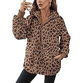 Rapbin Women Half Zip Pullover Long Sleeve Casual Fuzzy Sherpa Fleece Jacket Sweatshirts Winter Outerwear Top with Pockets