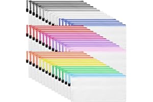 LABUK 42pcs Small Zipper Pouch, 9.5x4.3 Inches Mesh Zipper Pouches, 12 Colors Zipper Bags, Waterproof Plastic Zip Bags for Bill Stationary, Office Supplies Storage and Classroom