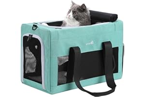 Pecute Cat Carrier Airline Approved, Thickened 5mm Steel Wire Frame, Stable Dog Carrier for Small Dogs, Breathable Foldable P