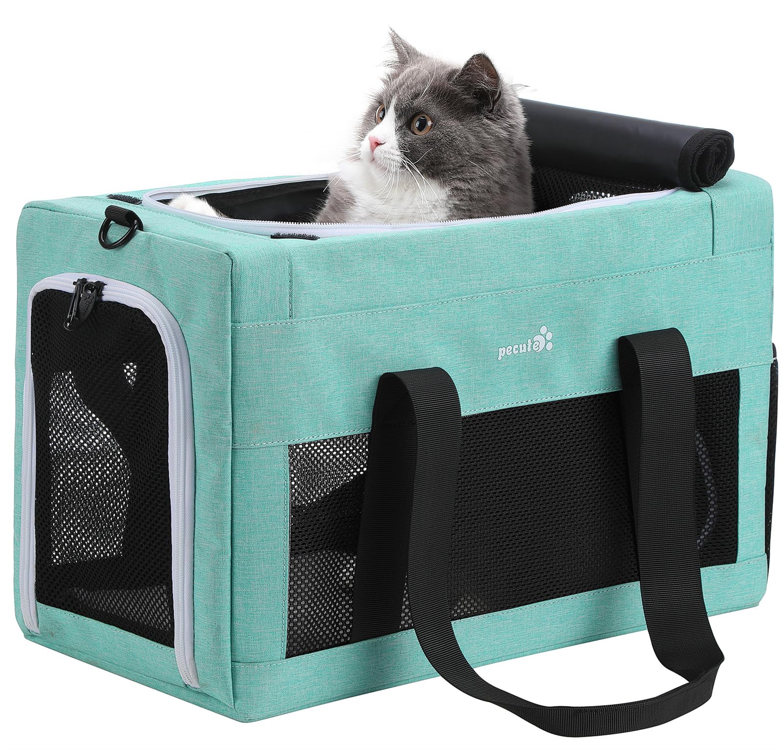 pecute® Cat Carrier Airline Approved, Extra Stable Cat Carrier Handbag, Portable Dog Carrier, Breathable Mesh Fabric Bag for Pets, Pet Carrier Suitable for Both Long And Short Trips