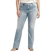 Silver Jeans Co. Womens Plus Size Elyse Mid Rise Slim Bootcut Jeans