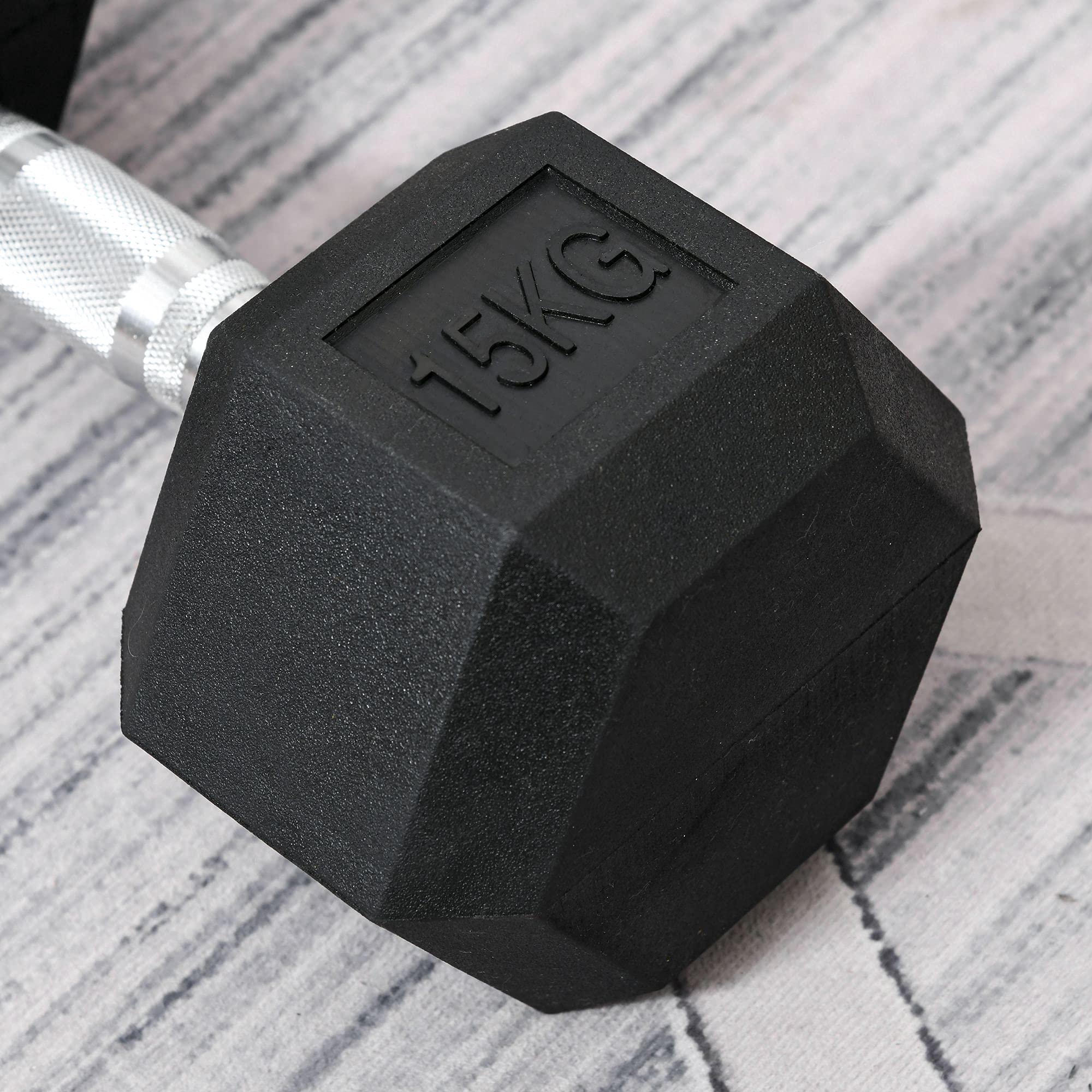 HOMCOM Hanteln mit gerändeltem Griff, Kurzhantel aus Gusseisen, 1 x 15kg, Kurzhanteln für Männer und Frauen, Dumbbell für Zuhause, Fitnessstudio, Krafttraining 8