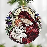 Virgin Mary Ornament: Christmas Ornaments, Religious Christmas Decorations for Tree, Catholic Ornament & Christian Holiday Decor | Religious Gifts, Christian Gifts