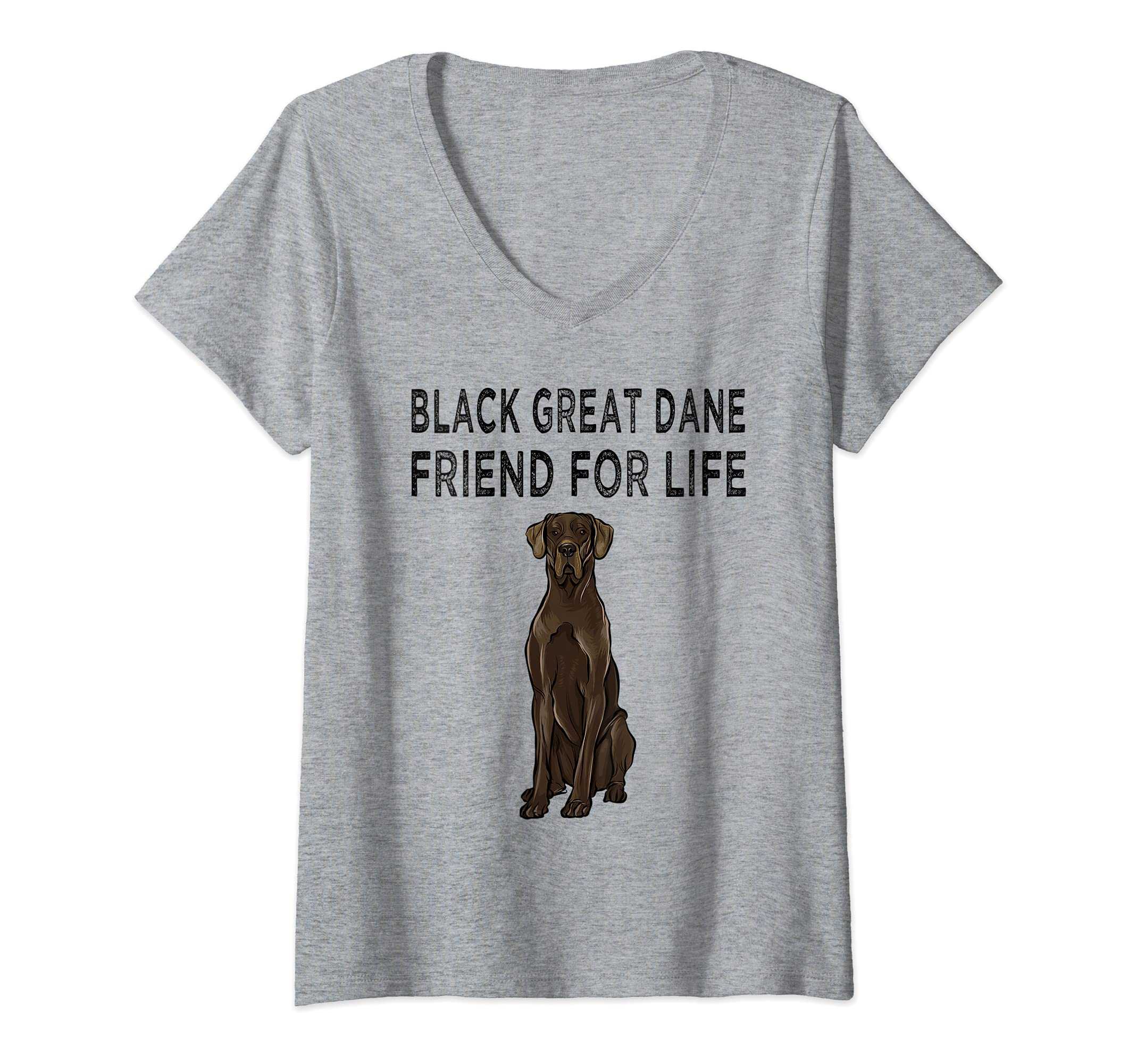 Womens Black Great Dane Friend For Life Dog Friendship V-Neck T-Shirt