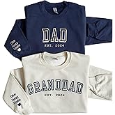 WEAR PHYSIQUE Custom Embroidered Dad Granddad Sweatshirt, Custom Grandpa Crewneck, First Father's Day Hoodie, Daddy EST Shirt, New Grandparent Dad Sweater Navy