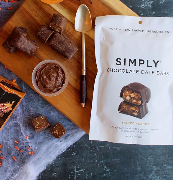SIMPLY GUM, SALTED PEANUT DARK CHOCOLATE DATE BARS, 4.5 OUNCE