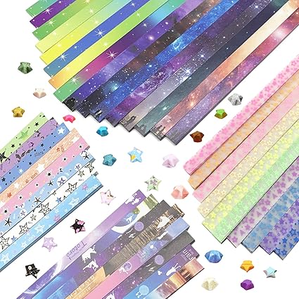 Doitem Origami Sterne Papier Mond Sternenhimmel Pentagramm Fluoreszenz Sternenhimmel Papier Set 5 Styles 42 Farben 1880 Streifen