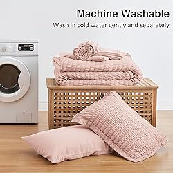 Love's cabin Seersucker Pink Twin Comforter Set 5