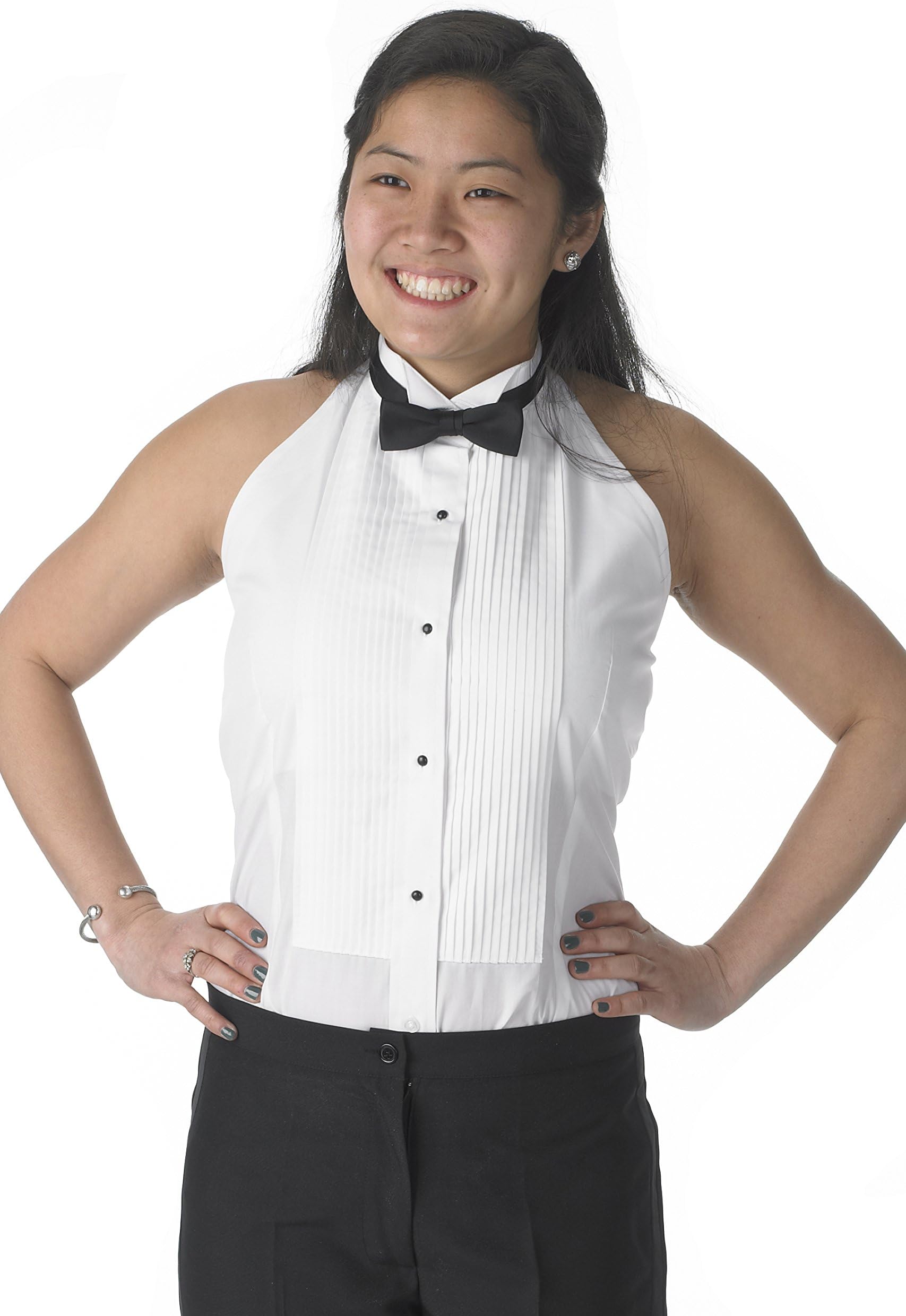 Henry Siegel Women's Tuxedo Shirt Poly/Cotton Halter Top