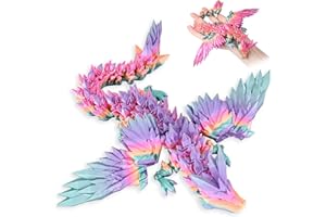 LOCYFENS 3D Printed Dragon with Wings Flying Dragon, Rainbow Articulated 3D Dragon Toys, 3D Printed Crystal Wing Dragon Without Dragon Egg