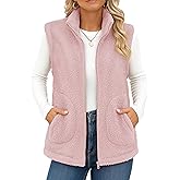 YUCOLEN Sherpa Fleece Vest for Women Sleeveless Lightweight Zip Up Outerwear Winter Warm Vest Jacket with Pockets