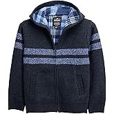 X RAY Boys (6-12) Full Zip Fleece Flannel Lining Sweater with Hood, Kids Knit Sweater for Spring, Fall and Winter