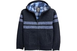 X RAY Boys (6-12) Full Zip Fleece Flannel Lining Sweater with Hood, Kids Knit Sweater for Spring, Fall and Winter